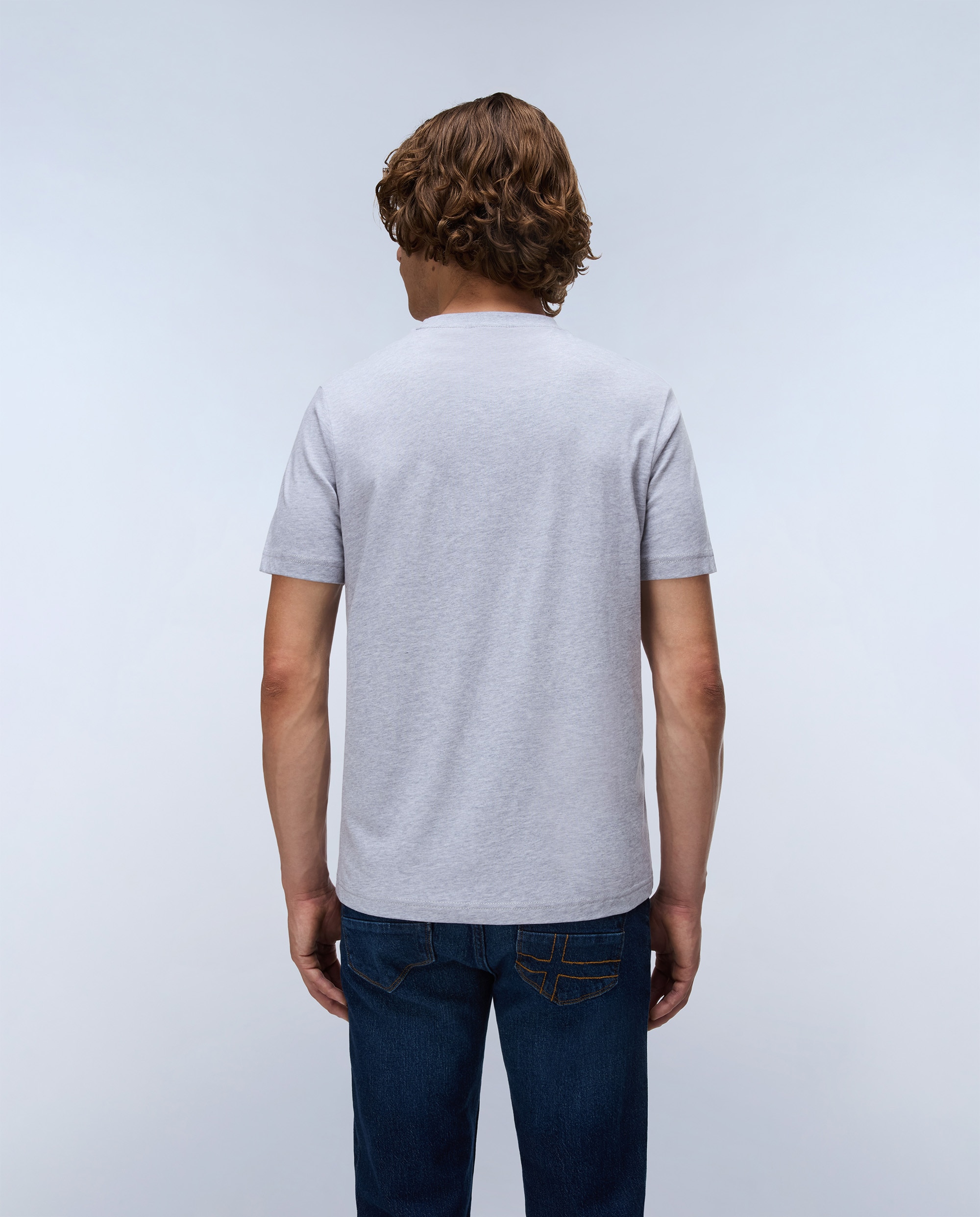 Imagen 3 de Camiseta de algodón de hombre box logo de manga corta - Napapijri - Gris claro Gris claro