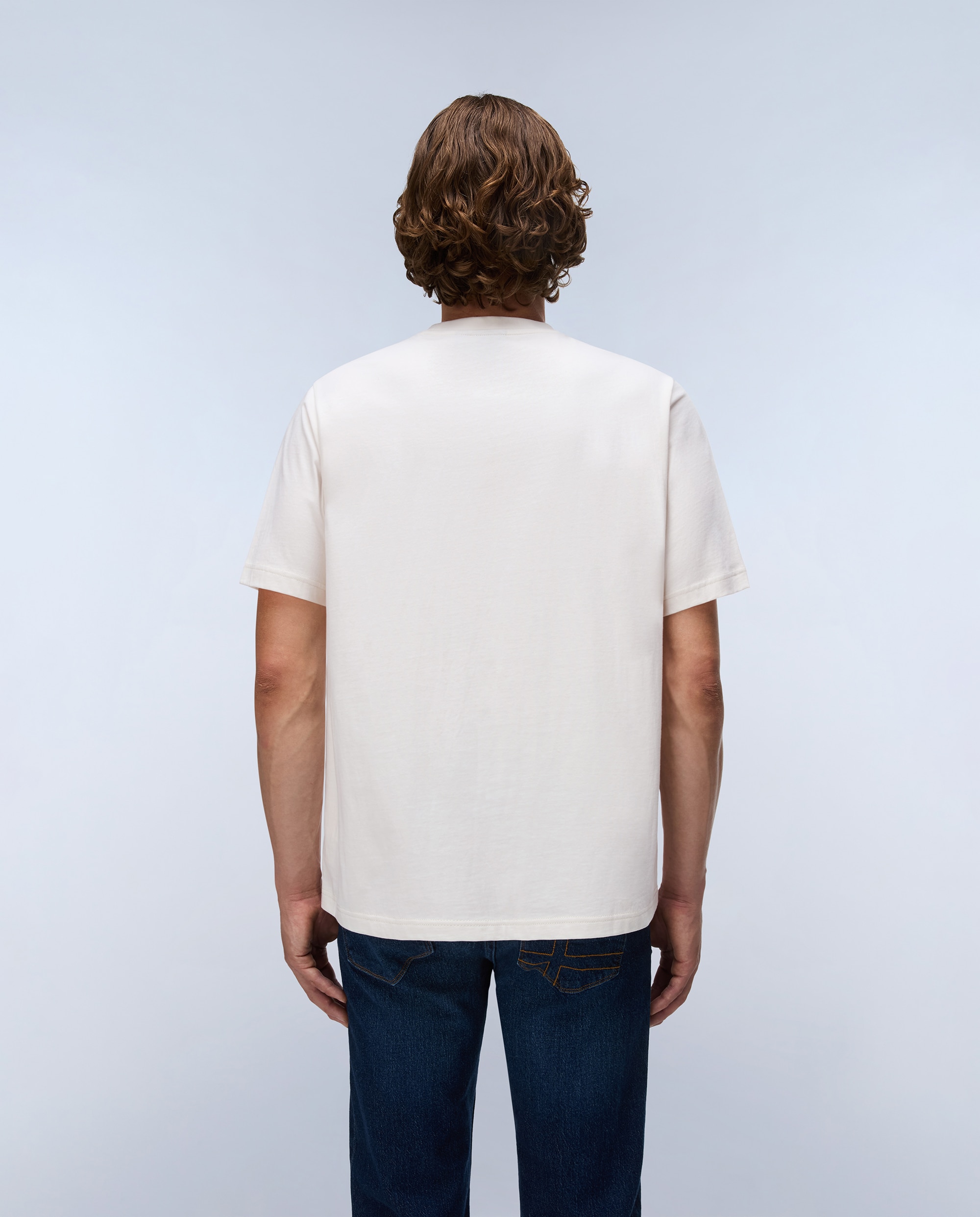 Imagen 2 de Camiseta de algodón de hombre box logo de manga corta - Napapijri - Crema Crema