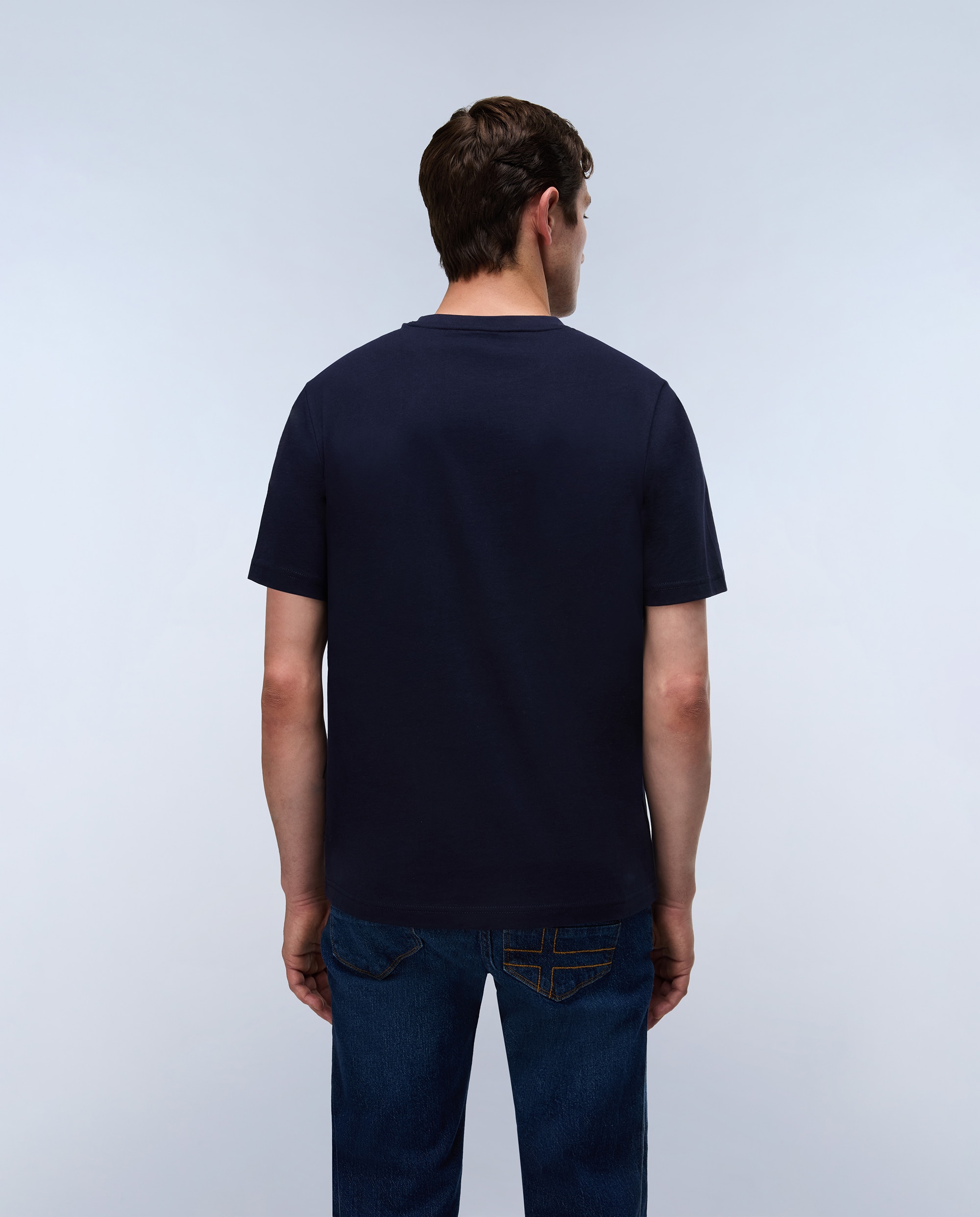 Camiseta de algodón de hombre box logo de manga corta - Napapijri - Azul marino Azul marino-3