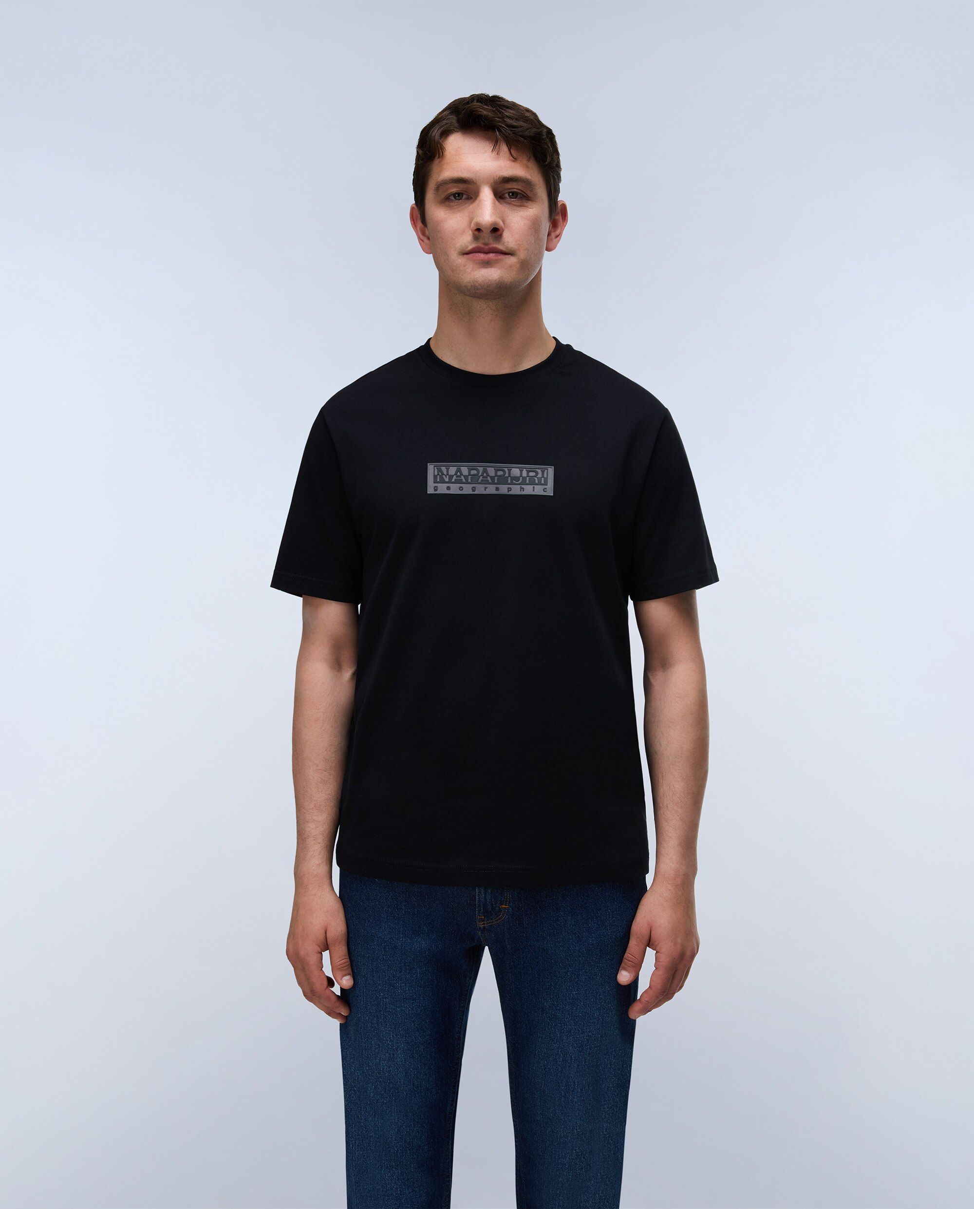 Imagen 0 de Camiseta de algodón de hombre box logo de manga corta Negro