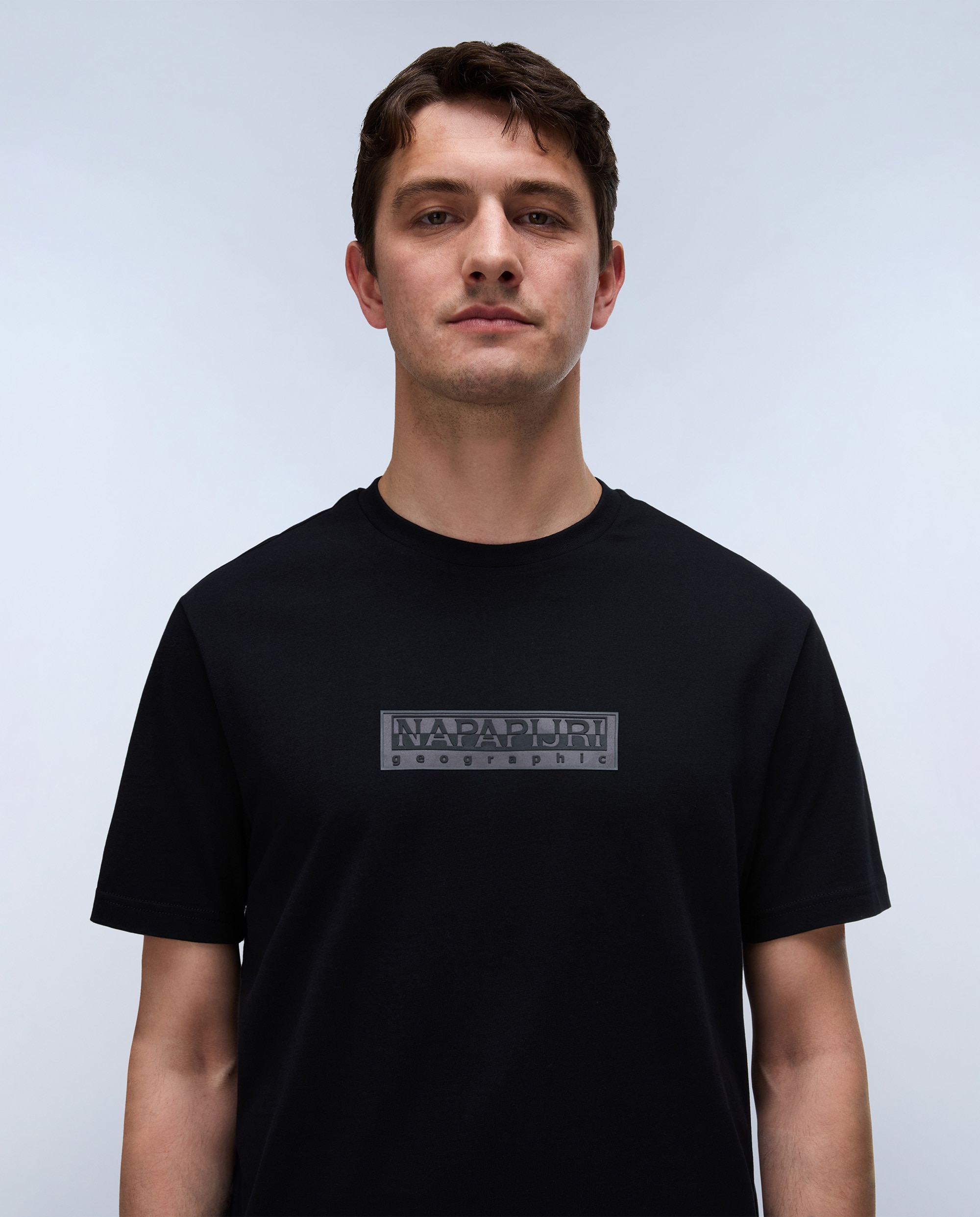 Imagen 2 de Camiseta de algodón de hombre box logo de manga corta - Napapijri - Negro Negro