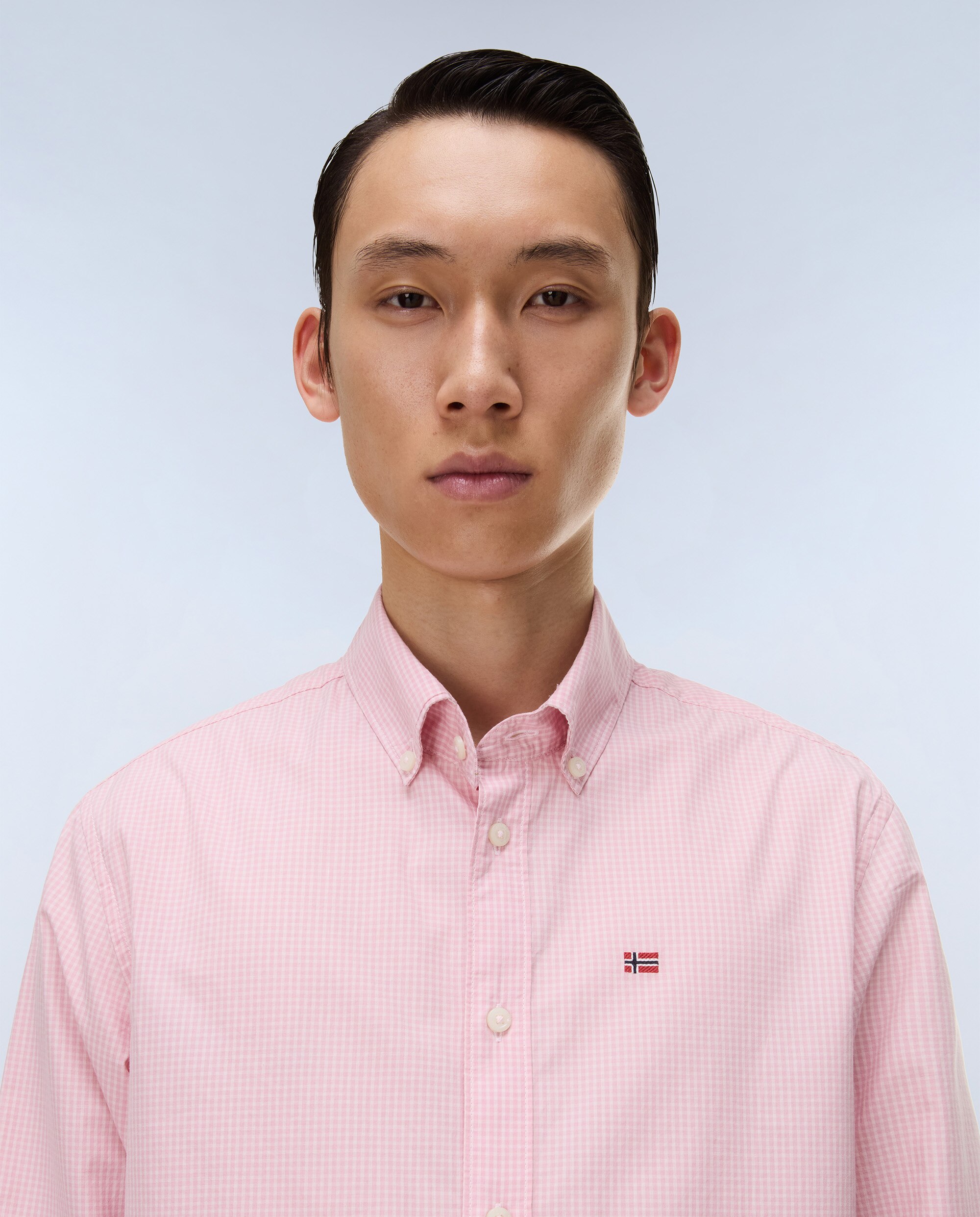 Camisa de algodón terra de hombre con corte regular - Napapijri - Rosa pastel Rosa pastel-2