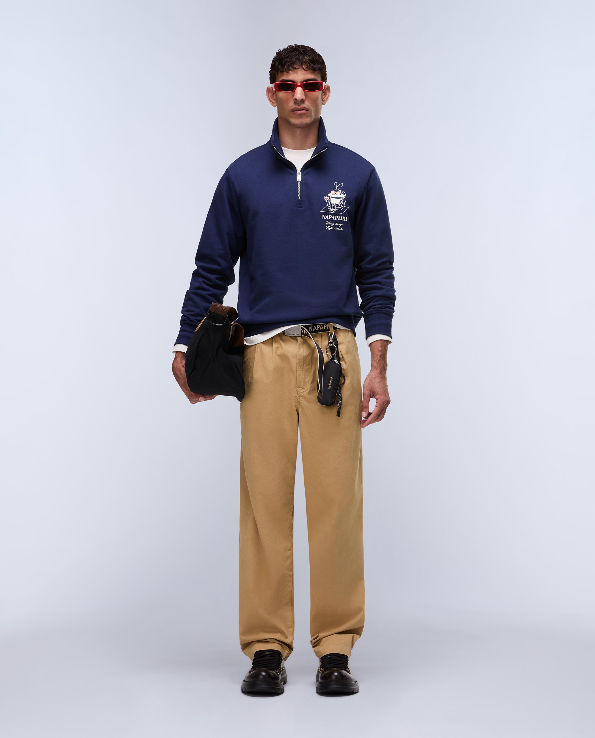 Napapijri - Sudadera de hombre Sol con media cremallera.