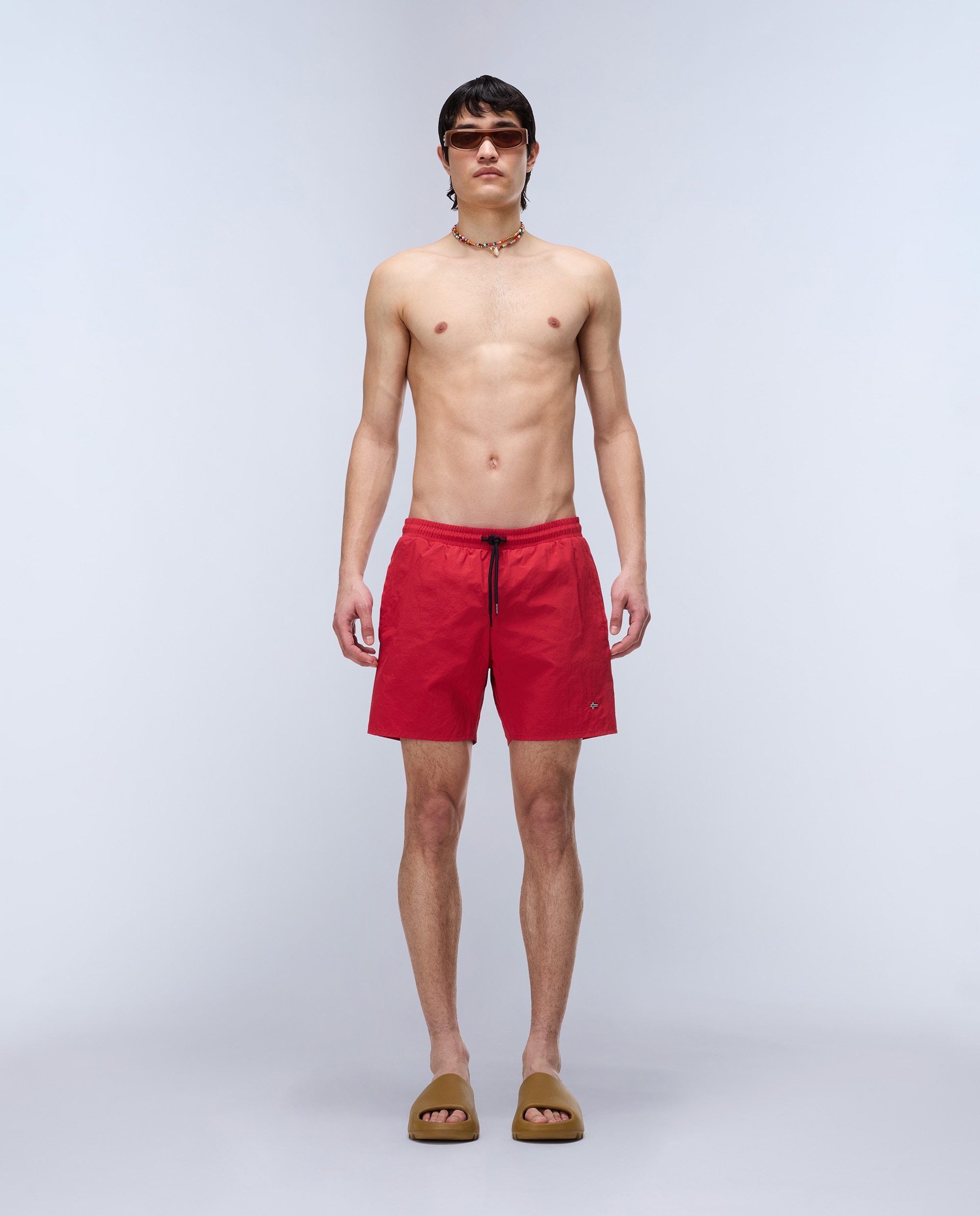 Imagen 1 de Bañador tipo bermuda de hombre haldane liso - Azul Rojo cereza