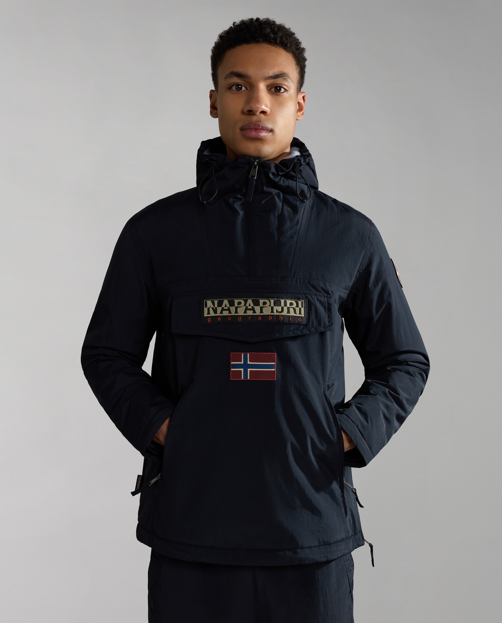Parka de hombre Rainforest acolchada con cierre media cremallera y capucha