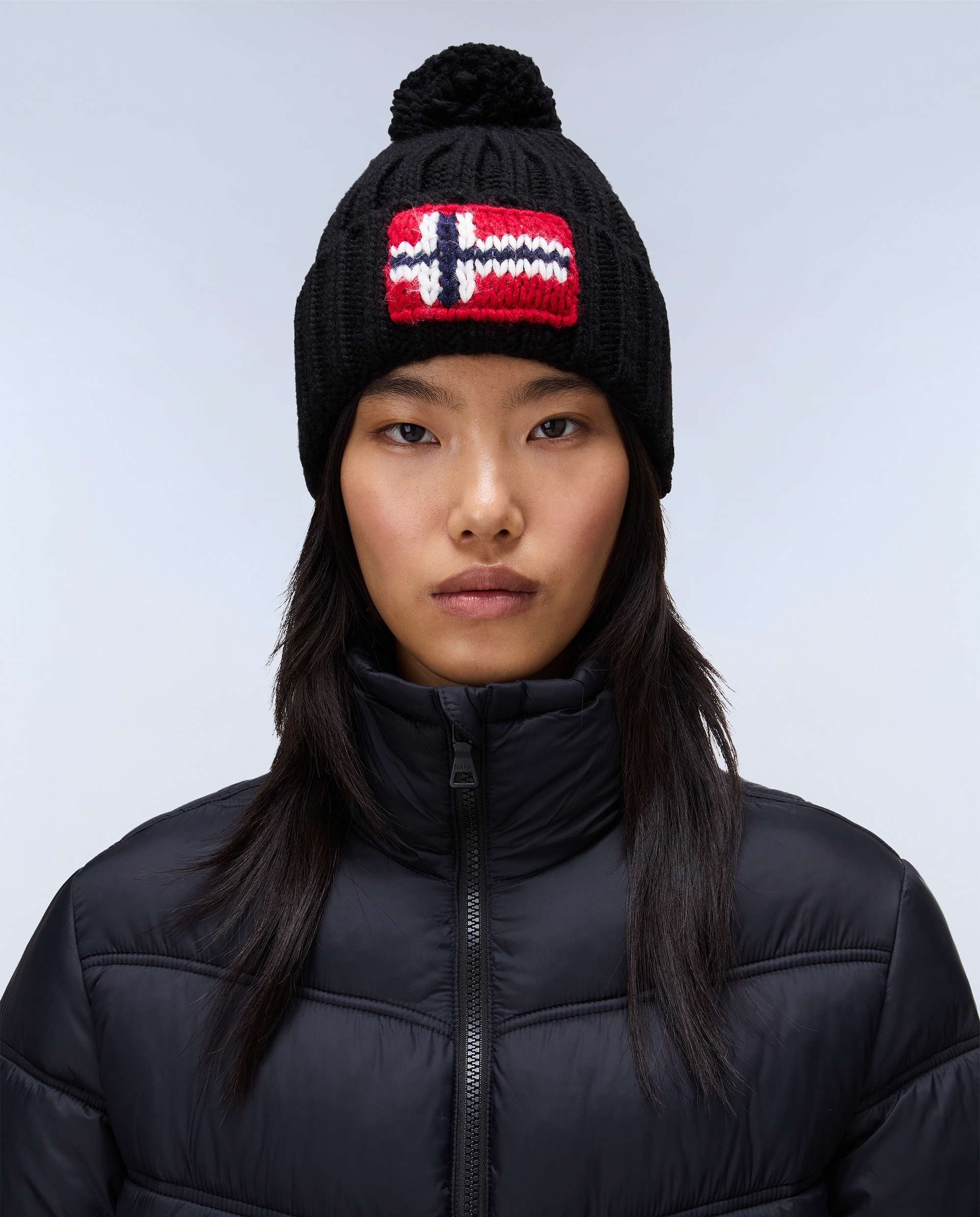 Gorro unisex semiury 5 con logo frontal - Napapijri - Negro Negro-3