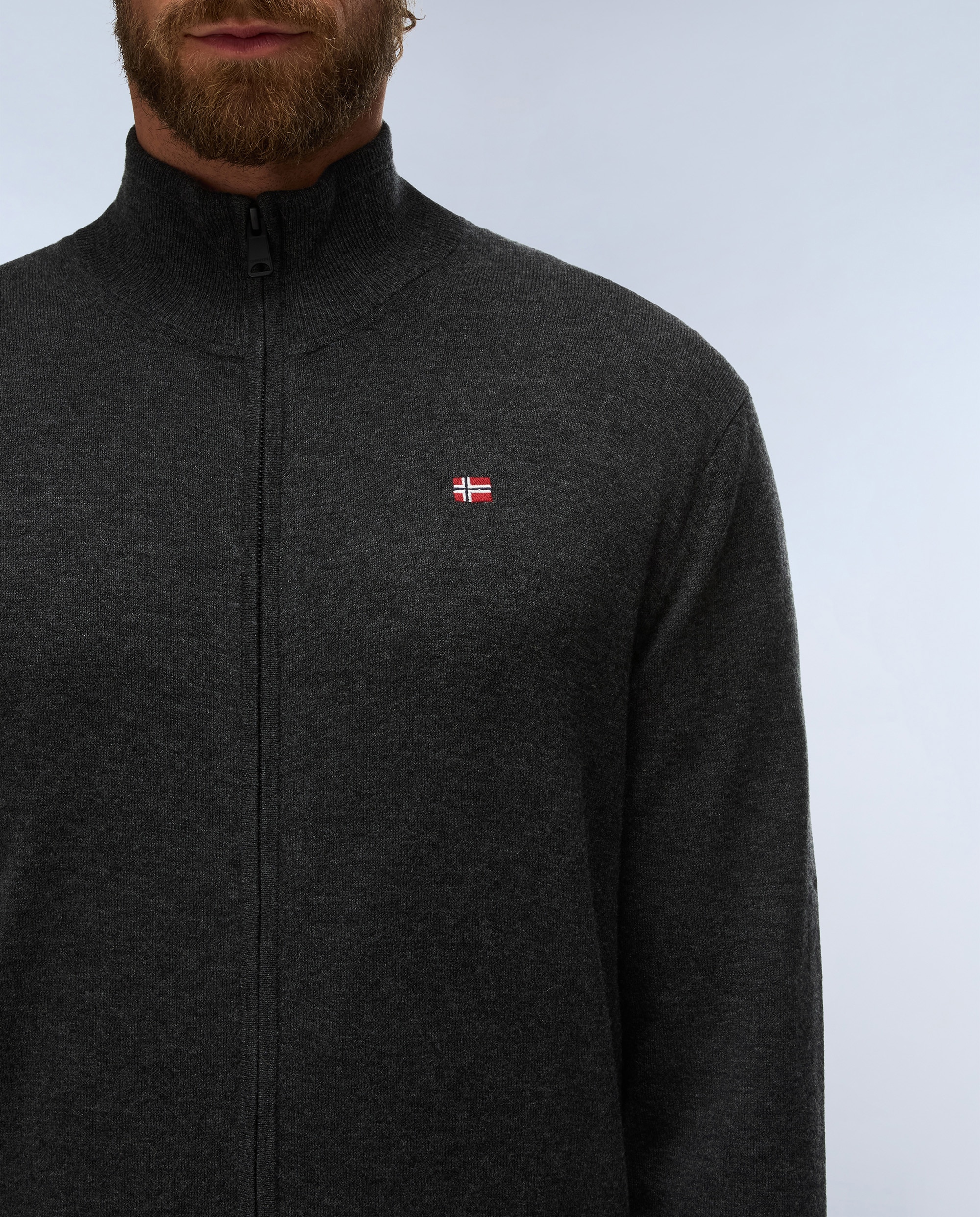 Chaqueta de punto de hombre damavand fz con cremallera - Napapijri - Gris oscuro Gris oscuro-4
