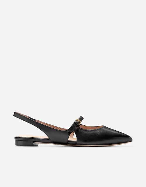 Imagem 0 de Sapatos Rasos em Pele com Fecho de Fivela