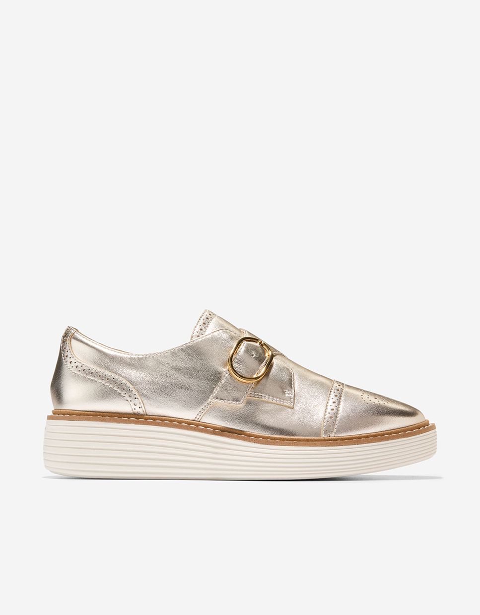 Imagen 0 de Zapatos de cordones de mujer con plataforma y cierre de hebilla Oro