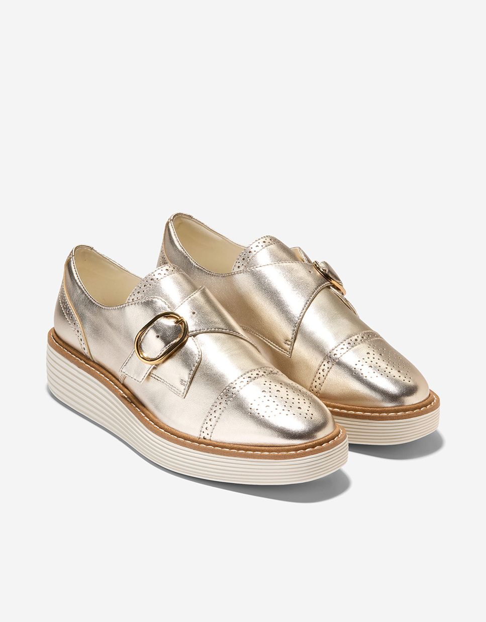 Zapatos de cordones de mujer con plataforma y cierre de hebilla - Cole Haan - Oro Oro-4
