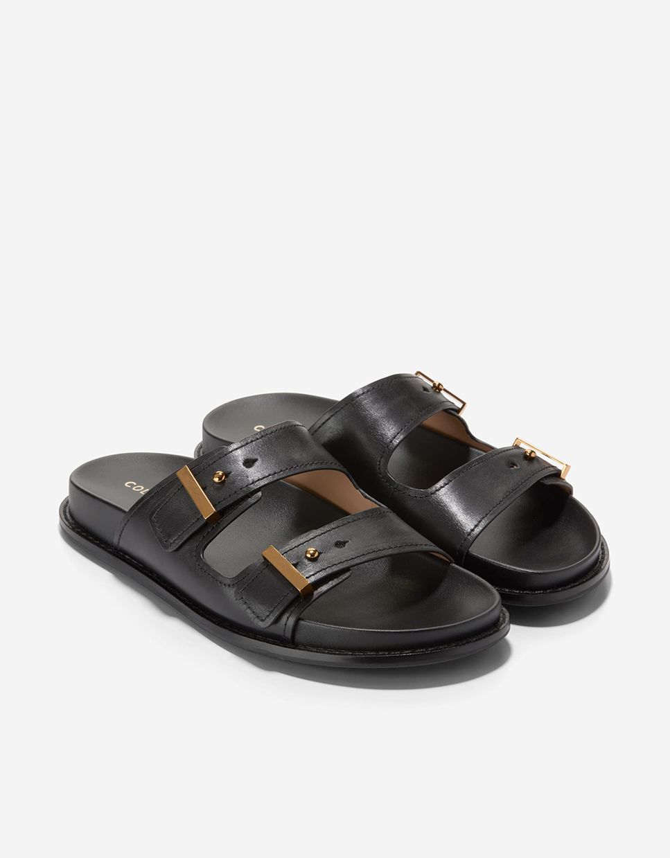 Sandalias planas de mujer confeccionadas en piel con correas ajustables - Cole Haan - Negro Negro-4