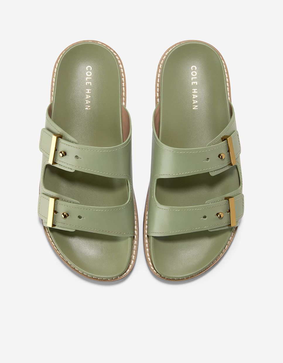 Sandalias planas de mujer confeccionadas en piel con correas ajustables - Cole Haan - Verde Verde-5