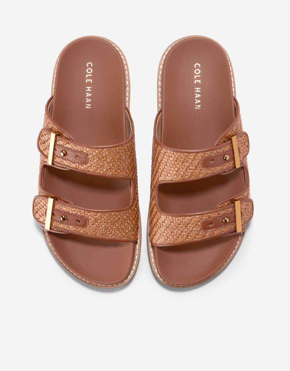 Sandalias planas de mujer confeccionadas en piel con correas ajustables - Cole Haan - Marrón Marrón-5