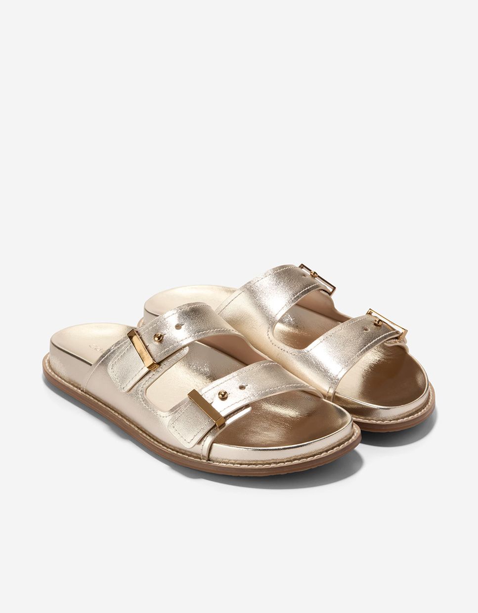 Sandalias planas de mujer confeccionadas en piel con correas ajustables - Cole Haan - Oro Oro-5