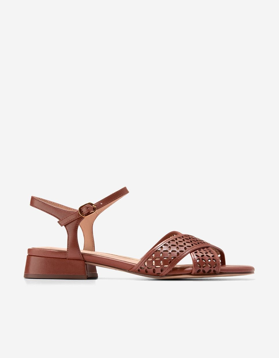 Sandalias de tacón de mujer de banza cruzada confeccionadas en piel - Cole Haan - Marrón Marrón-1