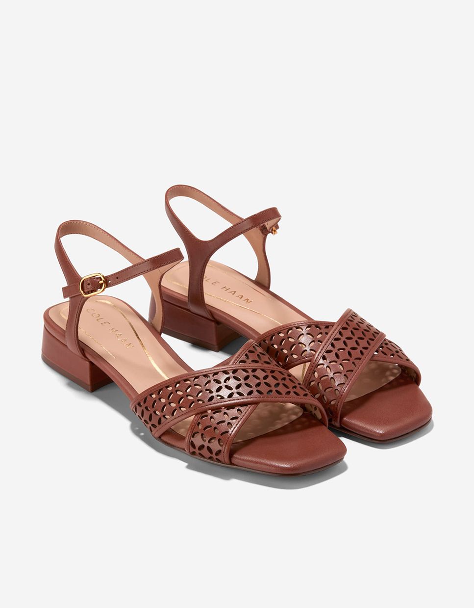 Sandalias de tacón de mujer de banza cruzada confeccionadas en piel - Cole Haan - Marrón Marrón-5