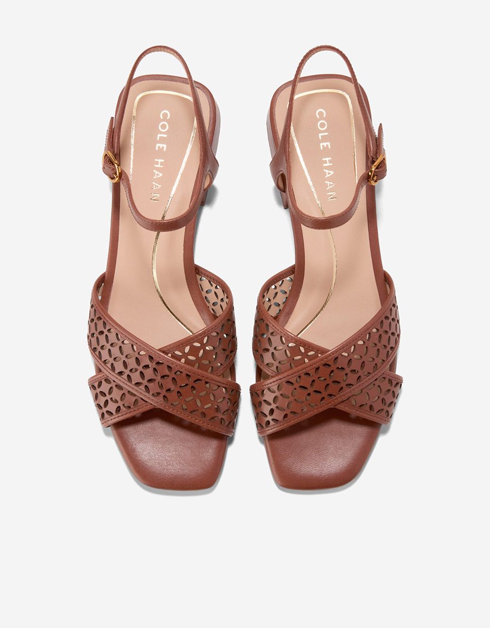 Sandalias de tacón de mujer de banza cruzada confeccionadas en piel - Cole Haan - Marrón Marrón-6