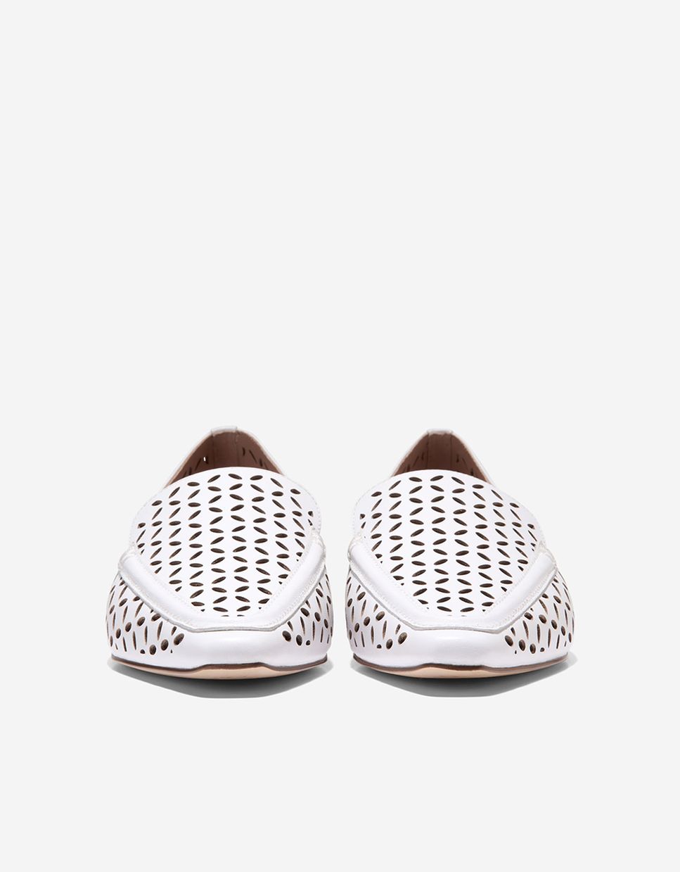 Mocasines planos de mujer confeccionados en piel perforada - Cole Haan - Blanco Blanco-3