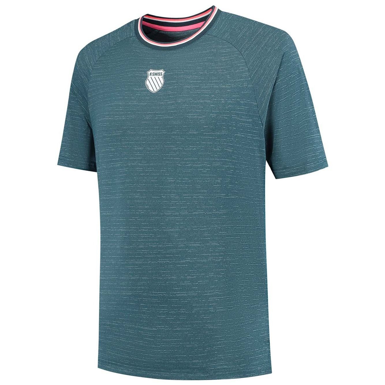 Camiseta de tenis y pádel de hombre HYPERCOURT MELANGE 3 K·Swiss - Azul Turquesa Azul Turquesa-1