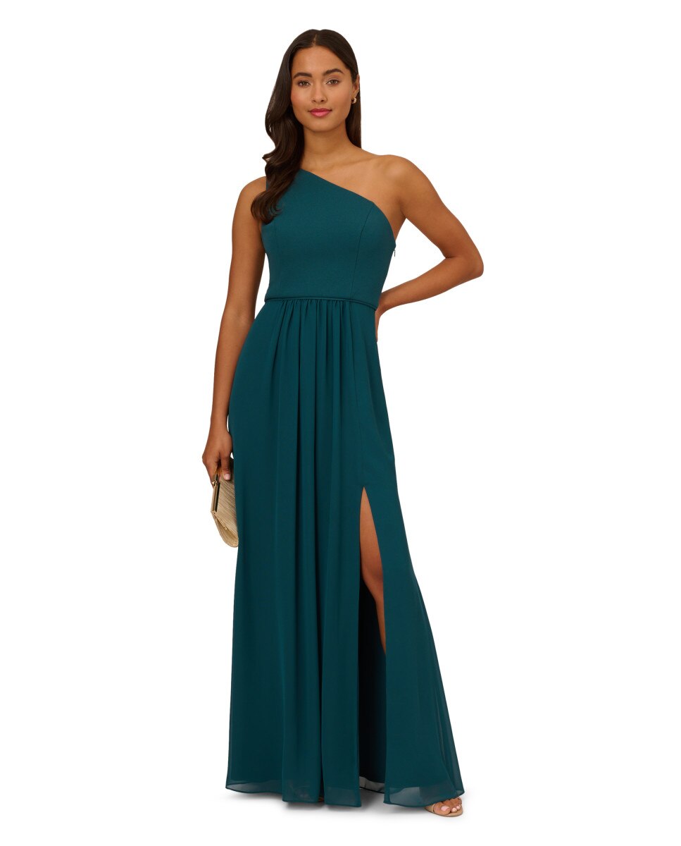 Adrianna Papell - Vestido con escote asimétrico y falda tul.