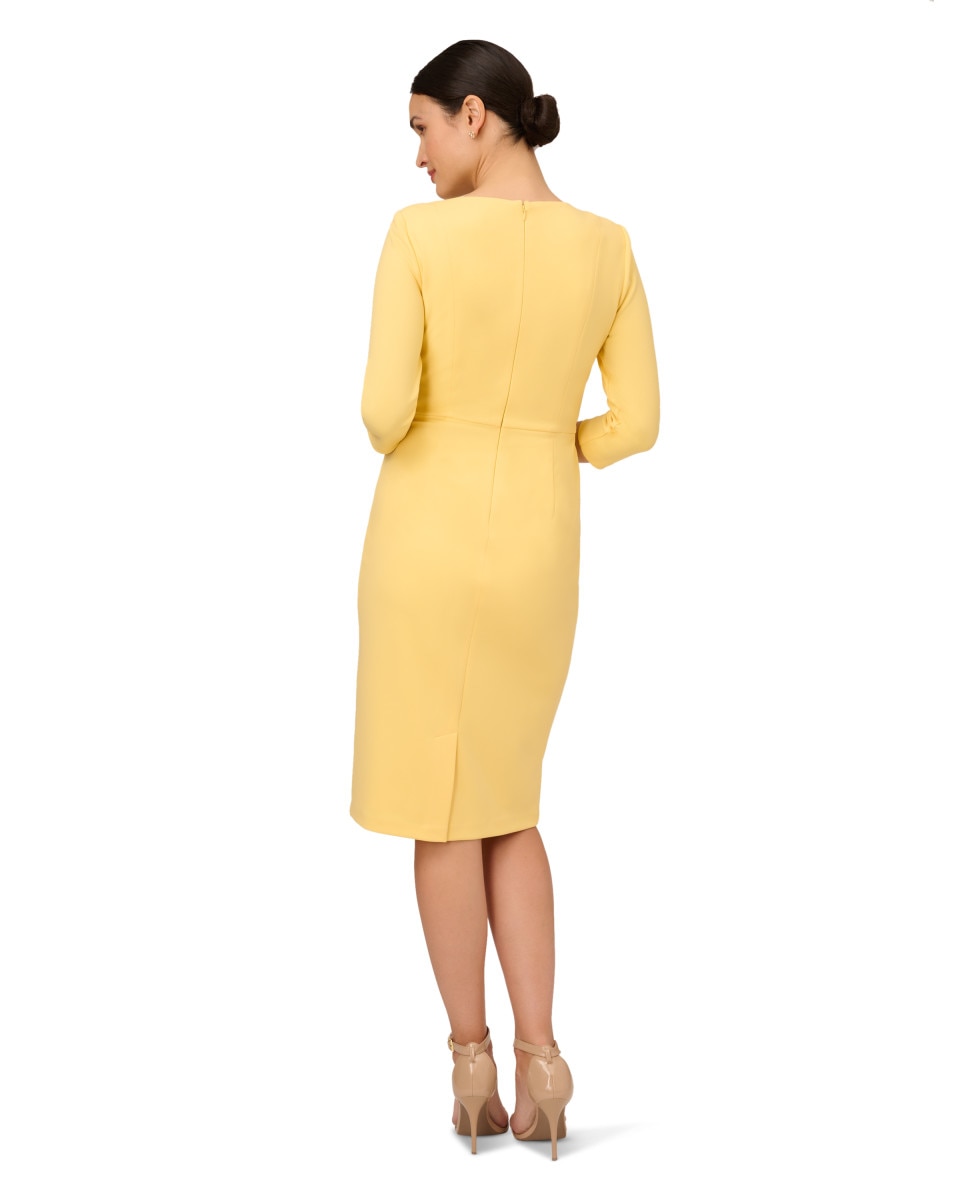 Vestido con cintura anudada y manga francesa - Adrianna Papell - Amarillo Amarillo-2