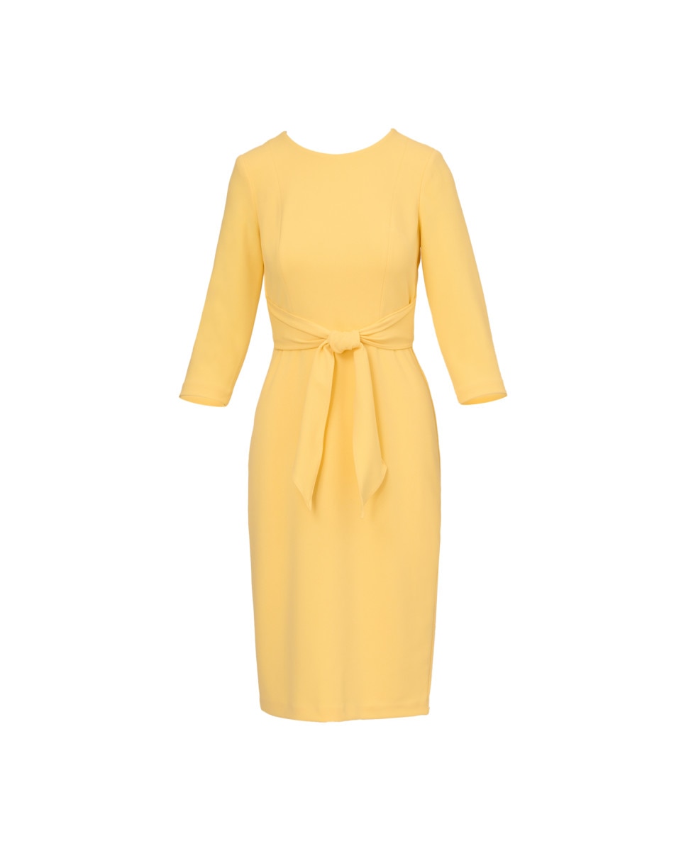 Vestido con cintura anudada y manga francesa - Adrianna Papell - Amarillo Amarillo-5
