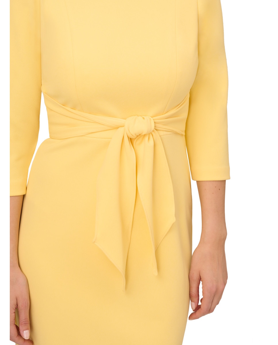 Vestido con cintura anudada y manga francesa - Adrianna Papell - Amarillo Amarillo-4