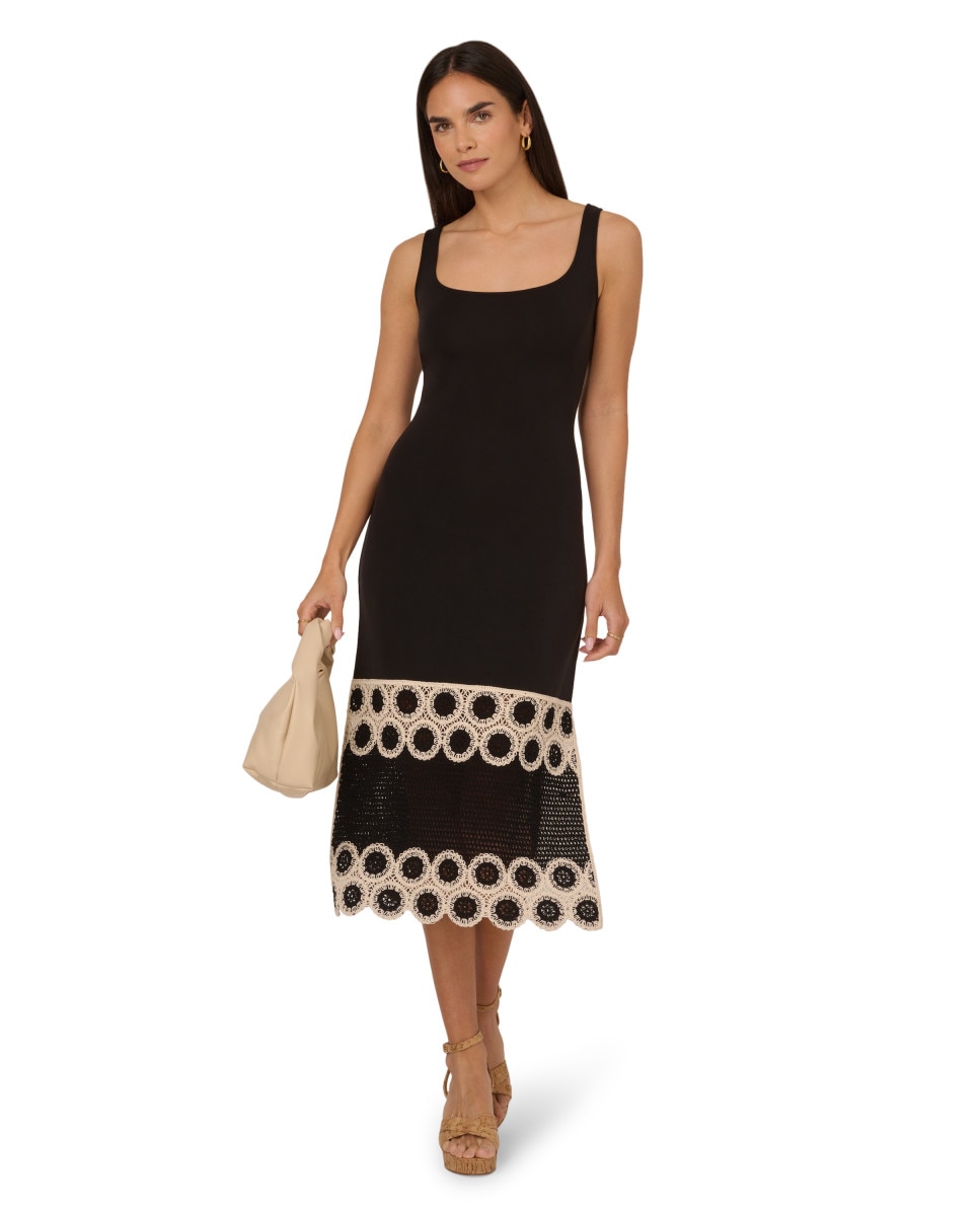 Vestido de tirantes con bordado en la falda - Adrianna Papell - Negro Negro-1