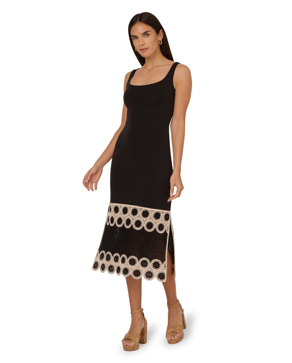 Vestido de tirantes con bordado en la falda - Adrianna Papell - Negro Negro-3
