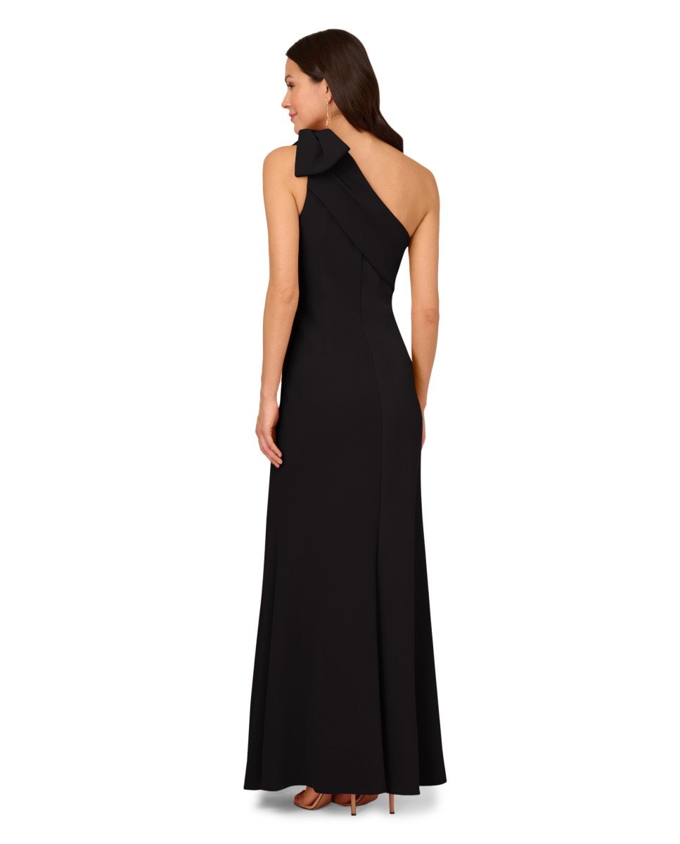 Vestido largo con escote asimétrico y gran lazo - Adrianna Papell - Negro Negro-2