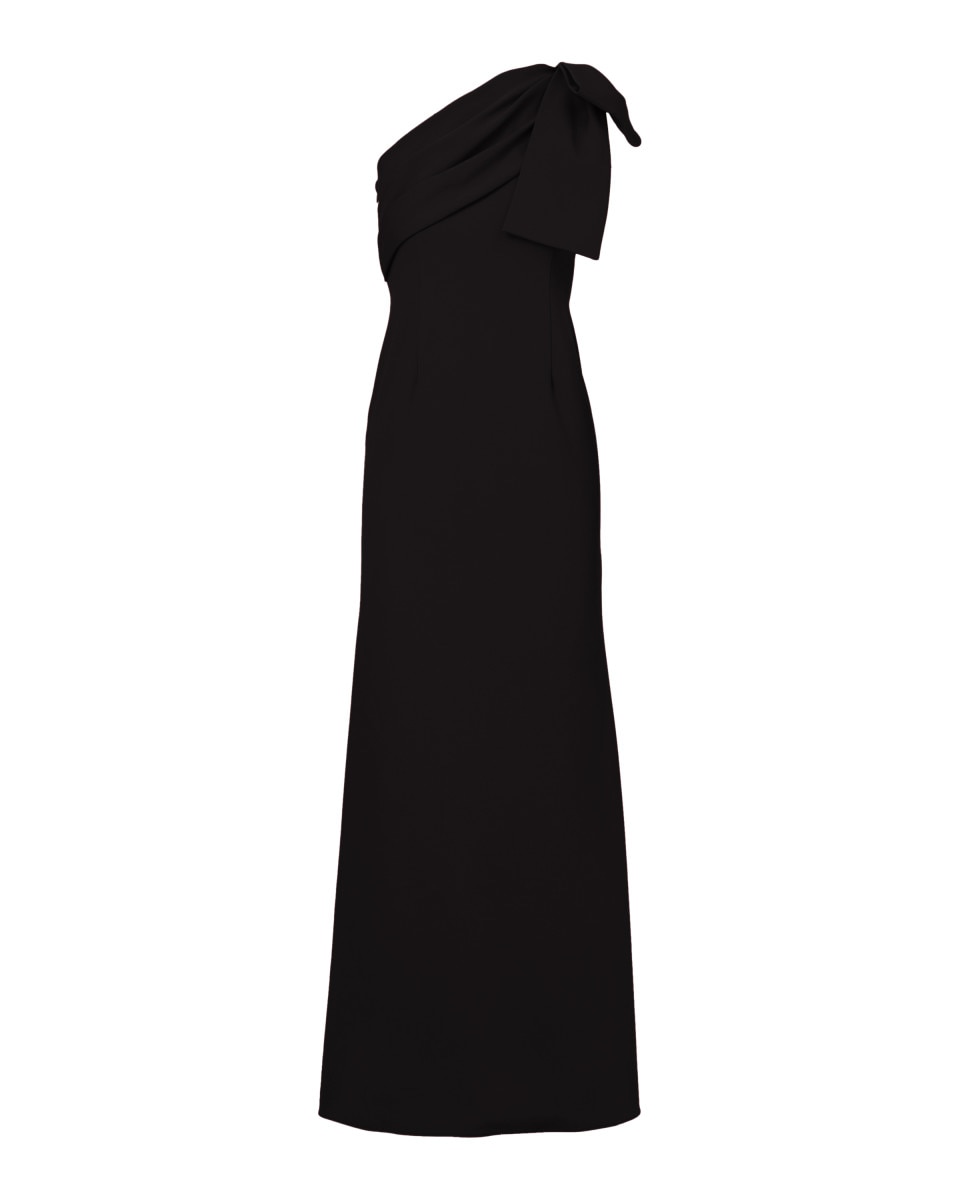 Vestido largo con escote asimétrico y gran lazo - Adrianna Papell - Negro Negro-4