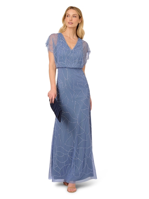 Imagen 0 de Vestido con cuentas y escote en pico