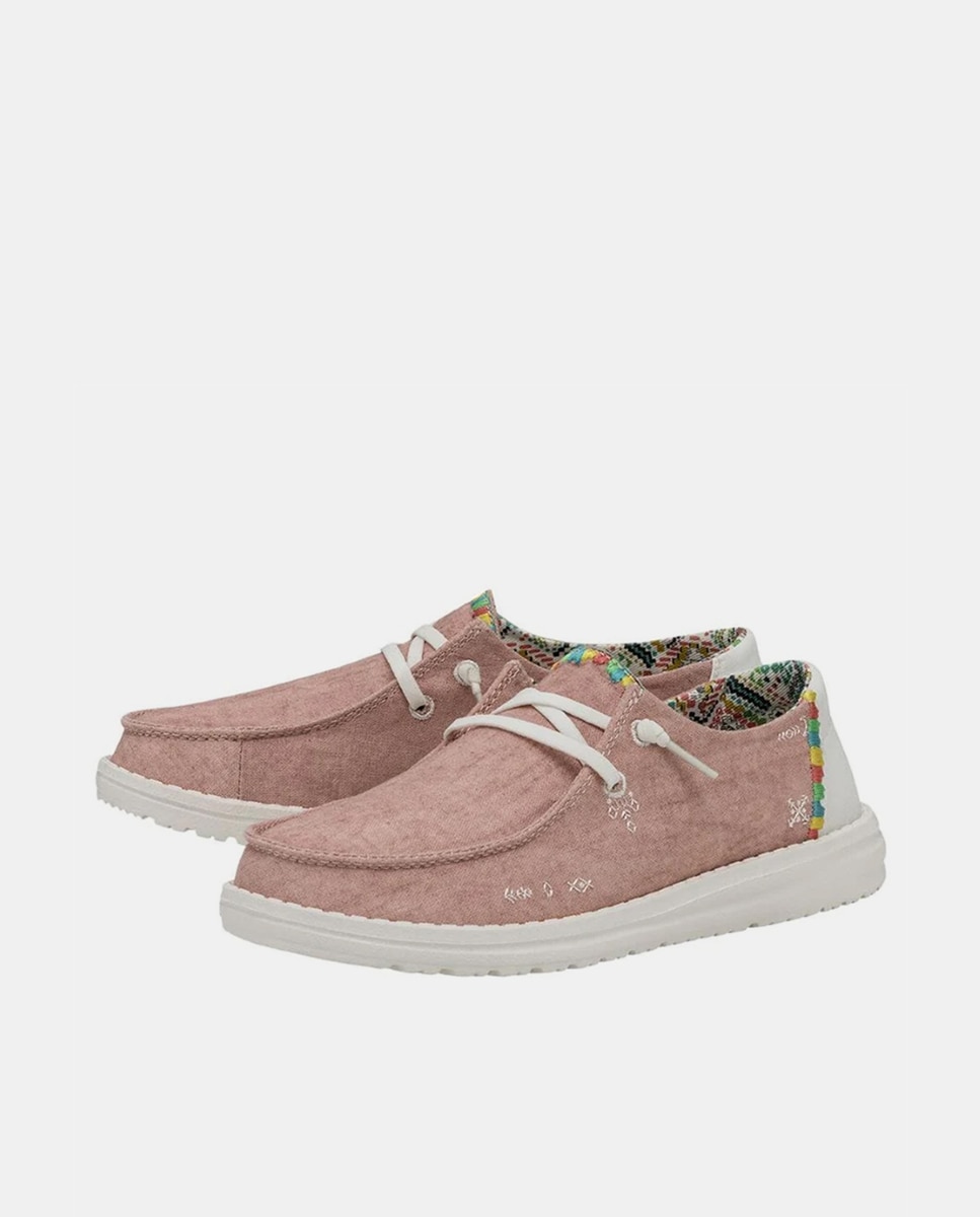 Zapatos de cordones de mujer de tejido - HeyDude - Rosa Rosa-2