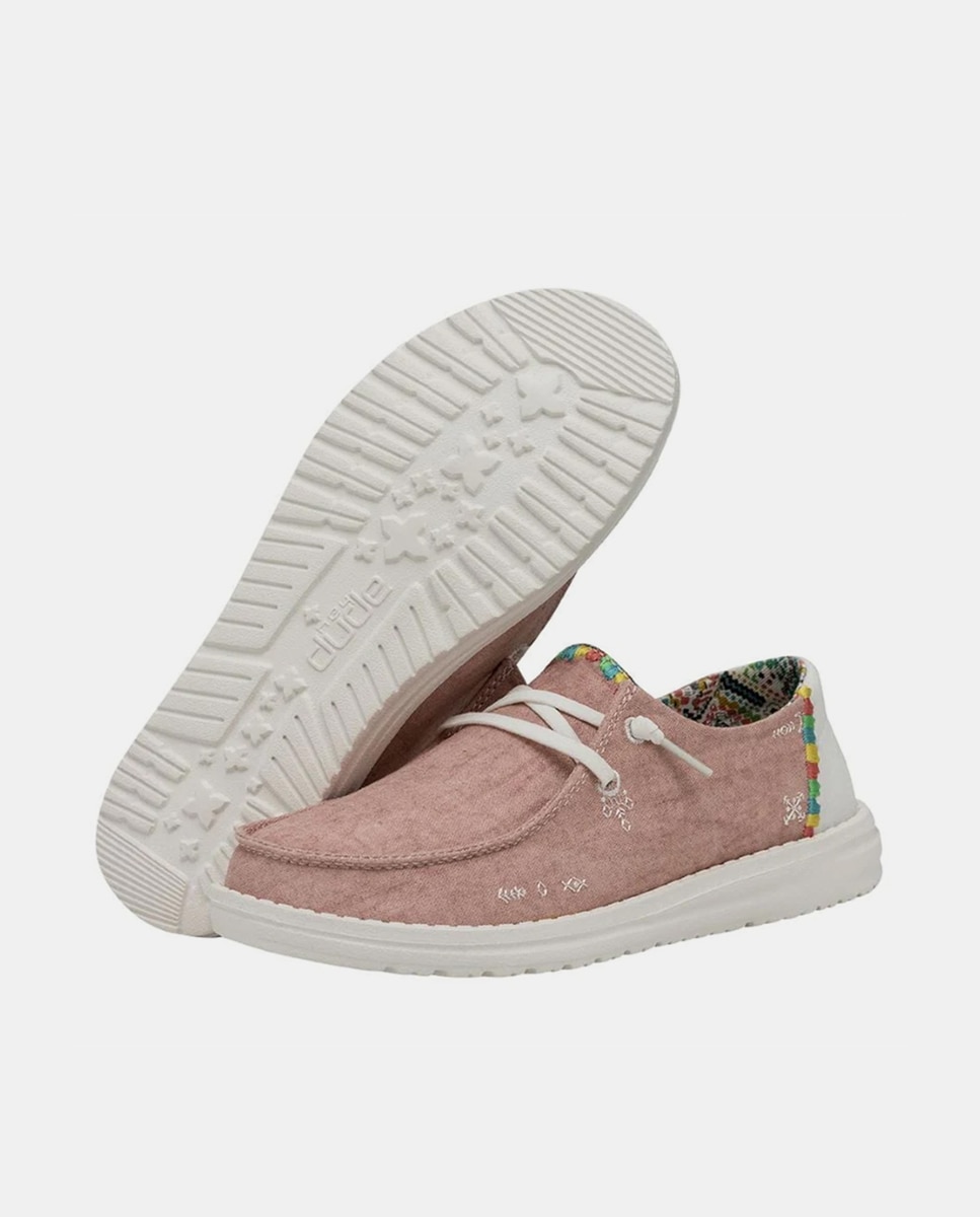 Zapatos de cordones de mujer de tejido - HeyDude - Rosa Rosa-3