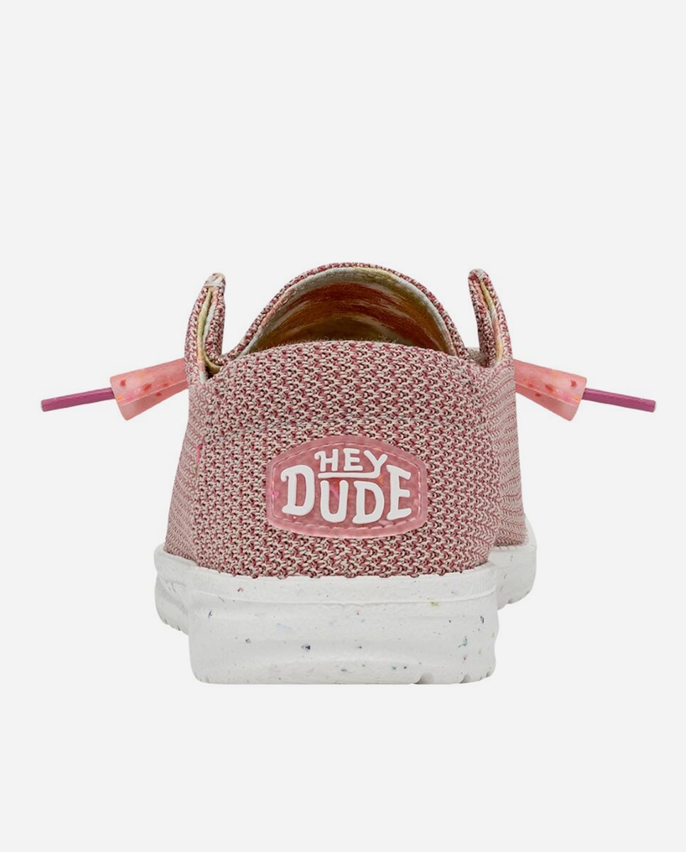 Zapatos de cordones de mujer en tejido - HeyDude - Rosa Rosa-5