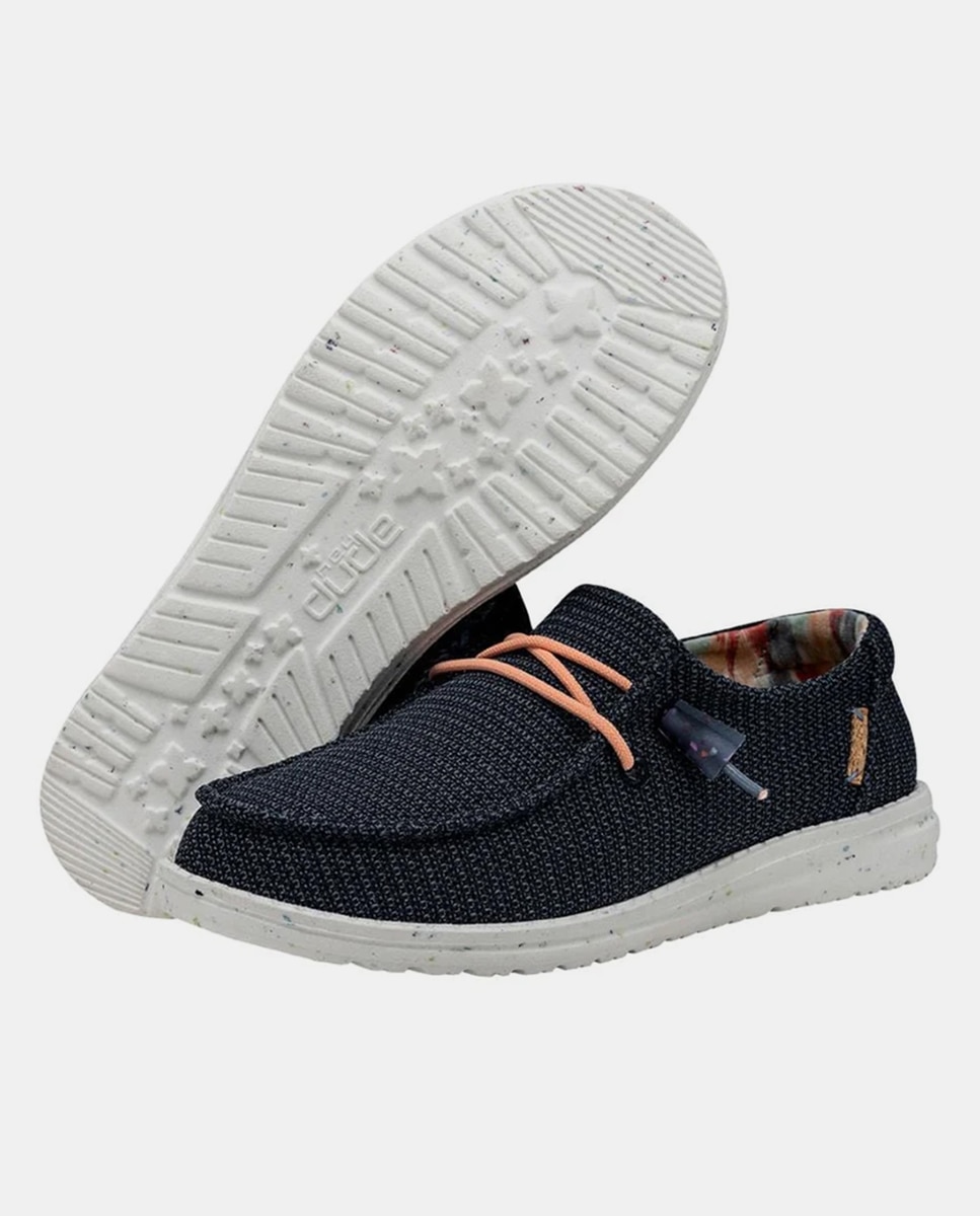 Zapatos de cordones de mujer en tejido - HeyDude - Azul marino Azul marino-4