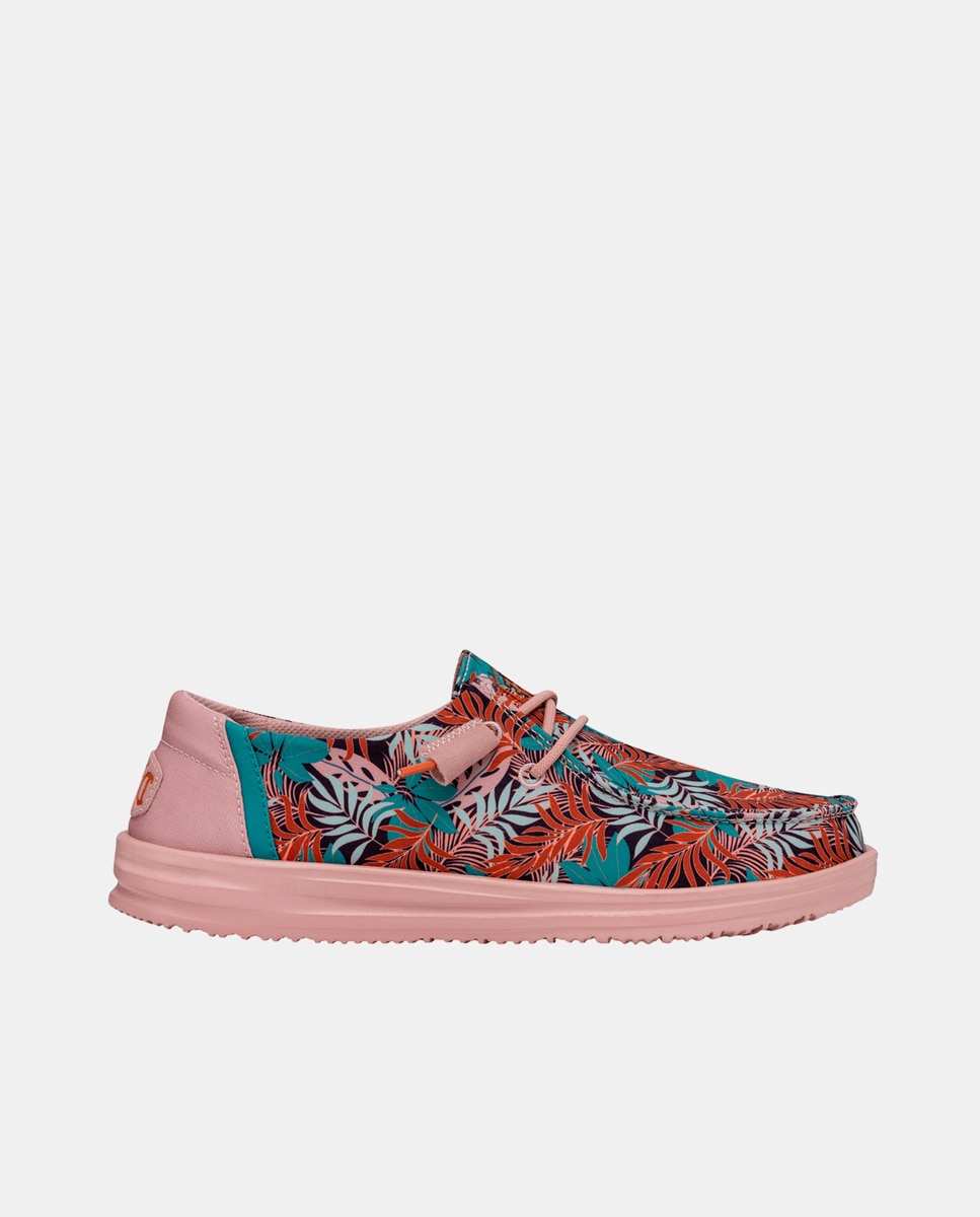 HeyDude - Zapatos de cordones de mujer de tejido elástico con estampado.