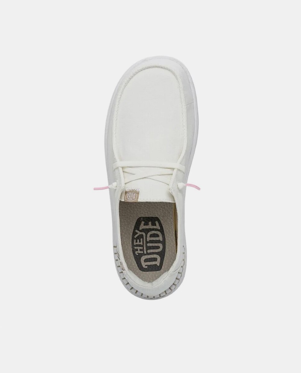 Zapatos de cordones de mujer con plataforma en tejido - HeyDude - Blanco Blanco-6