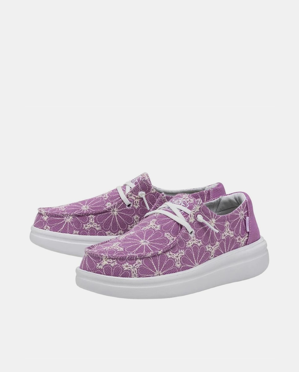 Zapatos de cordones de mujer con plataforma en tejido estampado - HeyDude - Morado Morado-2
