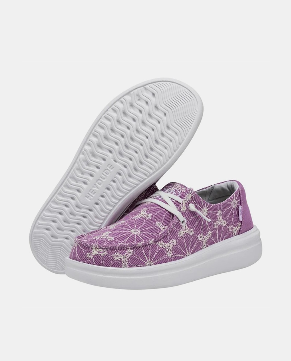Zapatos de cordones de mujer con plataforma en tejido estampado - HeyDude - Morado Morado-3