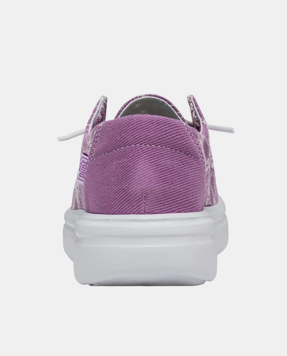 Zapatos de cordones de mujer con plataforma en tejido estampado - HeyDude - Morado Morado-5