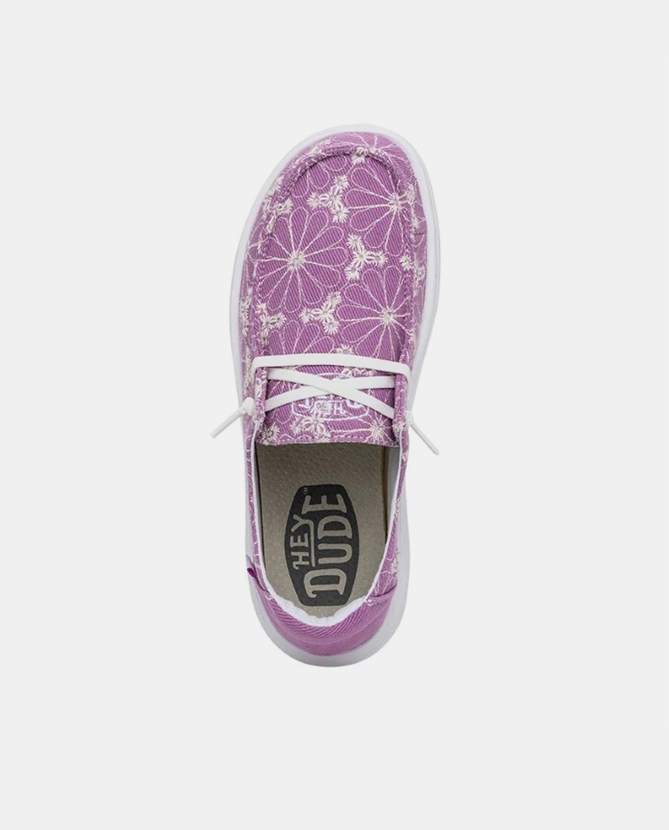 Zapatos de cordones de mujer con plataforma en tejido estampado - HeyDude - Morado Morado-6