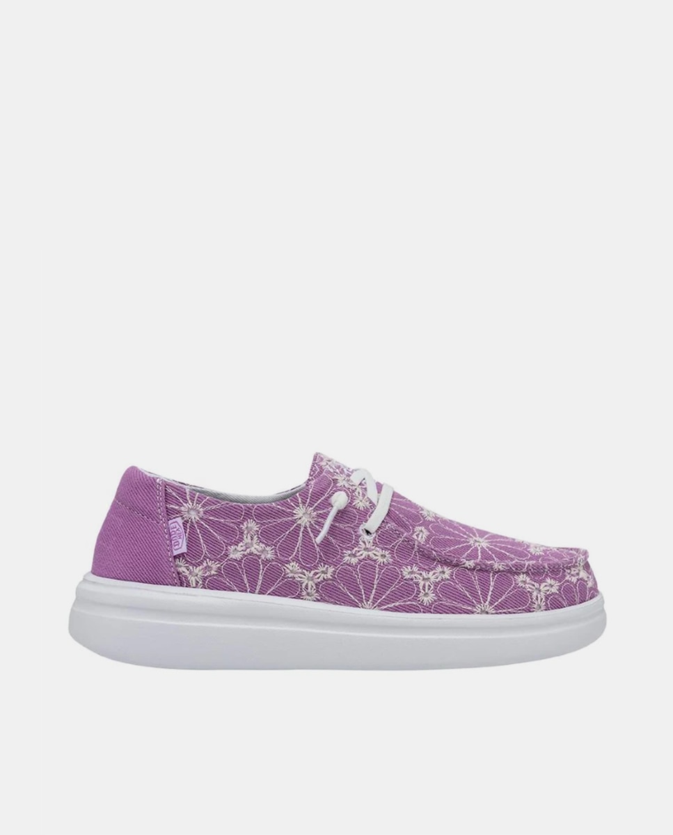 HeyDude - Zapatos de cordones de mujer con plataforma en tejido estampado.