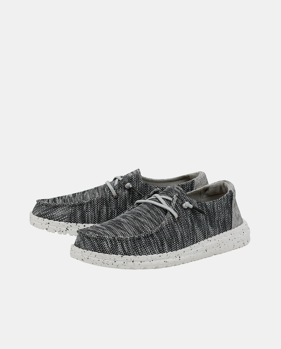 Zapatos de cordones de mujer de tejido elástico - HeyDude - Gris oscuro Gris oscuro-2
