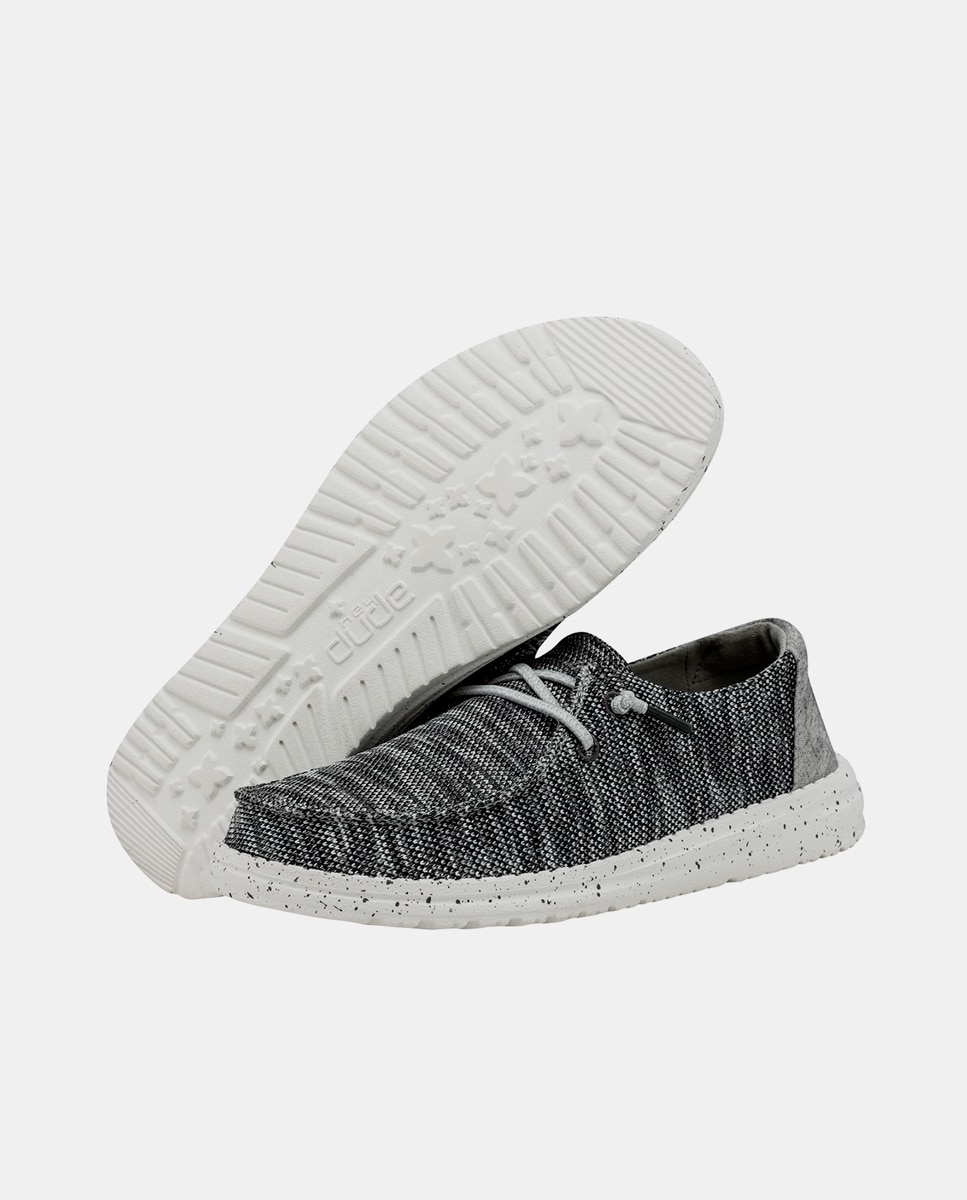 Zapatos de cordones de mujer de tejido elástico - HeyDude - Gris oscuro Gris oscuro-3
