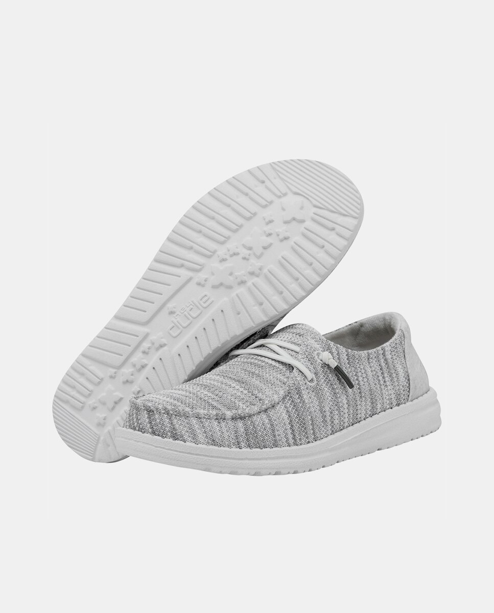 Zapatos de cordones de mujer de tejido elástico - HeyDude - Gris claro Gris claro-3