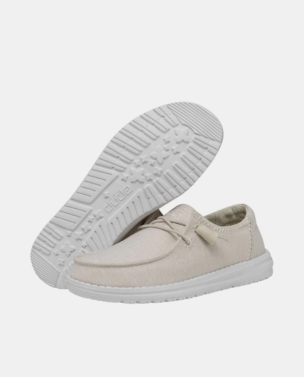 Zapatos de cordones de mujer en algodón - HeyDude - Blanco Blanco-3