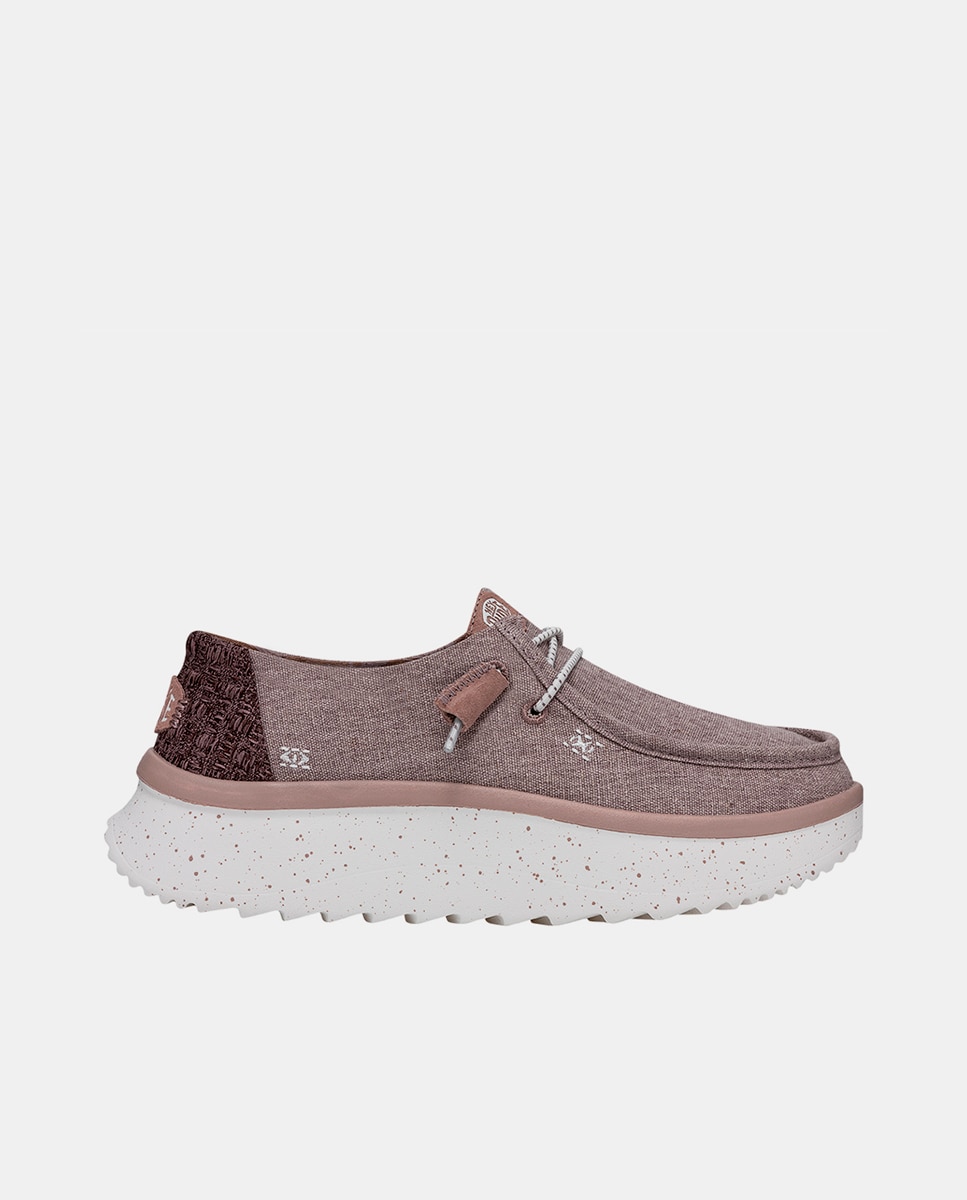 Zapatos de cordones de mujer de tejido con plataforma - HeyDude - Marrón piedra Marrón piedra-1