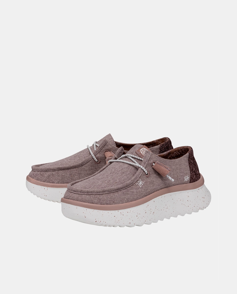 Zapatos de cordones de mujer de tejido con plataforma - HeyDude - Marrón piedra Marrón piedra-5