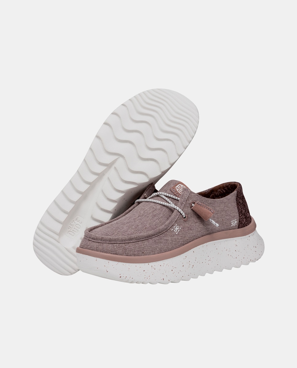 Zapatos de cordones de mujer de tejido con plataforma - HeyDude - Marrón piedra Marrón piedra-6